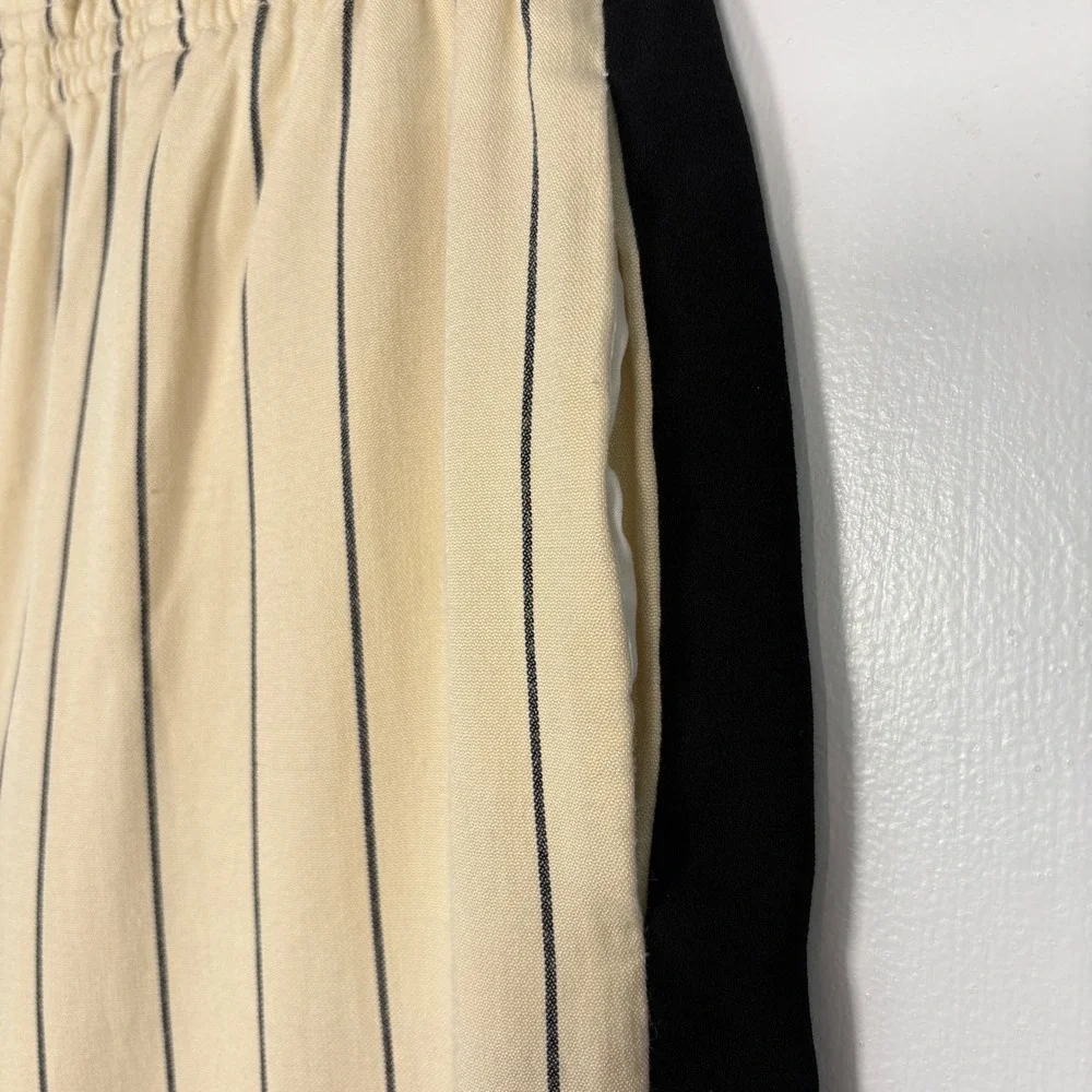 Tory Burch Women Pants Sz 0 Cream Black Rowing Stripe Colorblock Elastic Waist